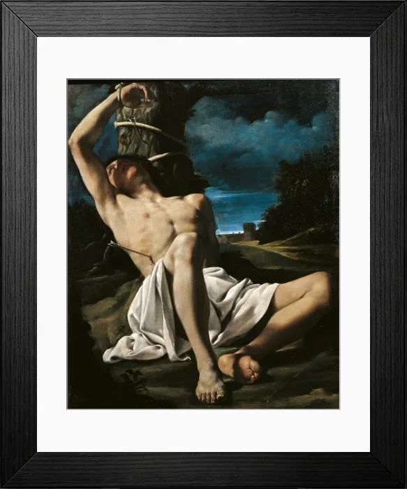 Framed Print : St Sebastian, by Giovan Francesco Barbieri known as il Guercino, 1619, 17th Century, oil on canvas, cm 122 x 102 - Italy, Marche, Pesaro Urbino, Urbino, Marche National Gallery Framed Print : St Sebastian, by Giovan Francesco Barbieri known as il Guercino, 1619, 17th Century, oil on canvas, cm 122 x 102 - Italy, Marche, Pesaro Urbino, Urbino, Marche National Gallery