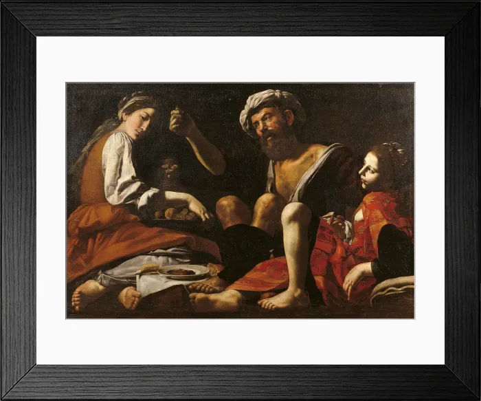 Framed Print : Lot and his Daughters, by Giovanni Battista Caracciolo know as Battistello, 1625 about, 17th Century, tempera on panel, cm 123 x 182 - Italy, Marche, Pesaro Urbino, Urbino