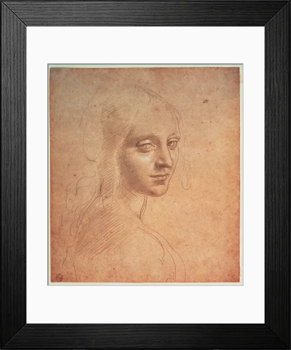 Framed Print : Leonardo da Vinci, Portrait of a Girl, 1483 - 1484, 15th Century, metal point (gold)