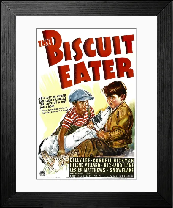 Framed Print : THE BISCUIT EATER, from left: Cordell Hickman, Promise the dog, Billy Lee, 1940