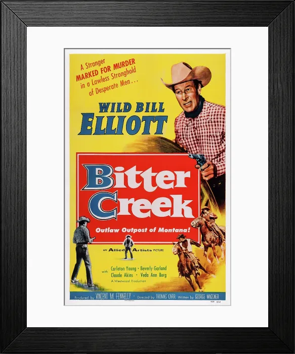Framed Print : BITTER CREEK, US poster, Bill Elliott, 1954