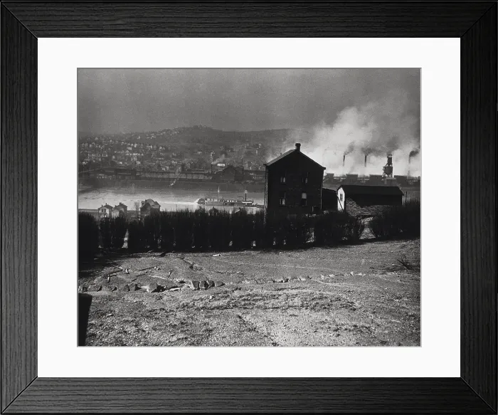 Framed Print : Donora, Pennsylvania, as seen through a haze of industrial pollution. View from across the Monongahela River in 1949 Framed Print : Donora, Pennsylvania, as seen through a haze of industrial pollution. View from across the Monongahela River in 1949
