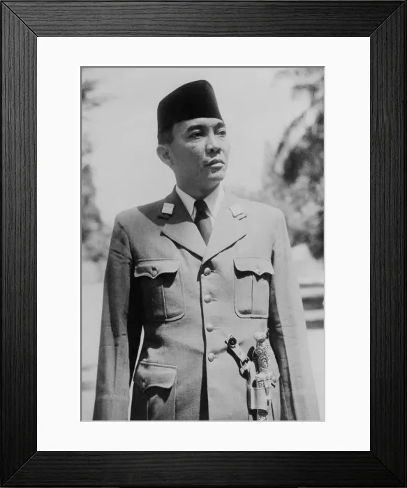 Framed Print : President Sukarno of the new Republic of Indonesia in 1945. After the Japanese surrender, Sukarno and Mohammad Hatta declared Indonesian independence on August 17, 1945 Framed Print : President Sukarno of the new Republic of Indonesia in 1945. After the Japanese surrender, Sukarno and Mohammad Hatta declared Indonesian independence on August 17, 1945