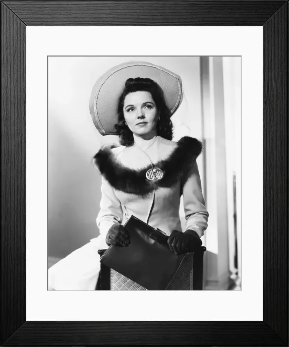 Framed Print : WEEKEND FOR THREE, Jane Wyatt, in a beige wool suit trimmed in fur, 1941