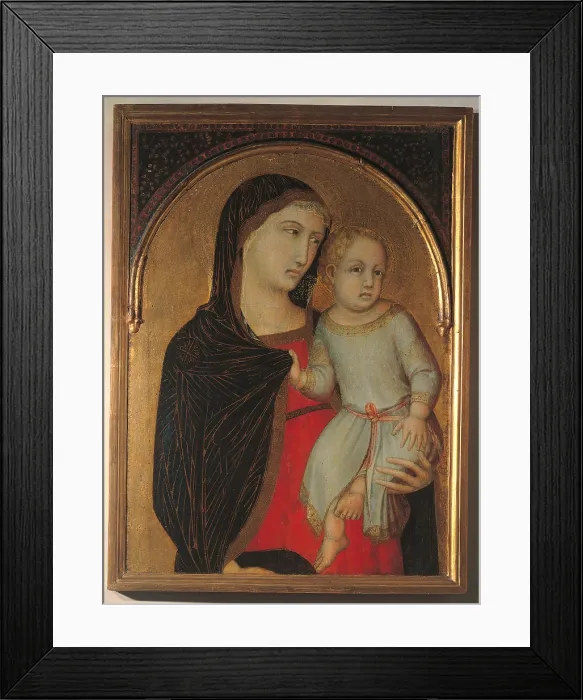 Framed Print : Madonna and Child, by Pietro Lorenzetti, 1340 post, 14th Century, tempera on panel, cm 79 x 56 - Italy, Tuscany, Florence, Palazzo Vecchio, Loeser donation. All