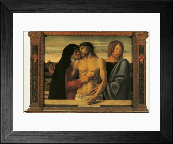 Framed Print : Piet, by Giovanni Bellini, 1465 about, 15th Century, tempera on panel, cm 86 x 107 - Italy, Lombardy, Milan, Brera Art Gallery. All