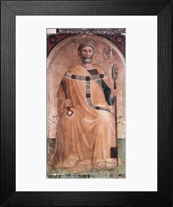 Framed Print : St Peter, by Ambrogio Lorenzetti, 1285 - 1348 about, 13th Century - 14th Century, panel, - Italy, Tuscany, Grosseto, Roccalbegna, SS Pietro e Paolo Church. All