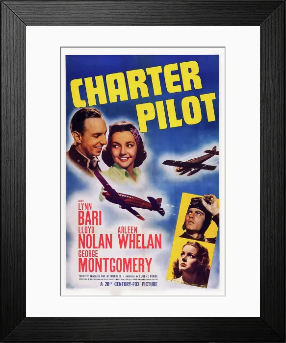 Framed Print : CHARTER PILOT, US poster art, top left: Lloyd Nolan, Lynn Bari; bottom right: Arleen Whalen, George Montgomery, 1940. TM & Copyright 20th Century-Fox Film Corp