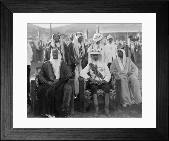 Framed Print : King Saud and Talal bin Abdullah (Emir Abdullahs son and future King Talal I) in Ammon, Jordan