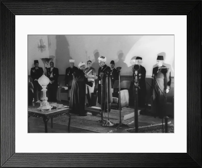 Framed Print : Emir Abdullah of the British Mandate, Trans-Jordan, became King Abdullah I on May 25, 1946. His great grandson, King Abdullah II became monarch of Jordan in 1999 (BSLOC_2017_1_99) Framed Print : Emir Abdullah of the British Mandate, Trans-Jordan, became King Abdullah I on May 25, 1946. His great grandson, King Abdullah II became monarch of Jordan in 1999 (BSLOC_2017_1_99)