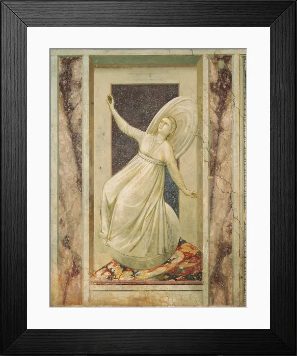 Framed Print : Allegory of Virtue and Vice Inconstancy, by Giotto, 1306, 14th Century, fresco, cm 120 x 55 - Italy, Veneto, Padua, Scrovegni Chapel. Allegory of Vice and Virtue Incostancy