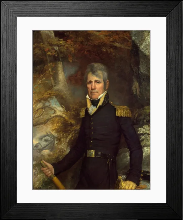 Framed Print : General Andrew Jackson in 1819 military portrait by John Wesley Jarvis. This portrait was painted in New York in 1819, when Jackson was celebrated as the hero of the War of 1812