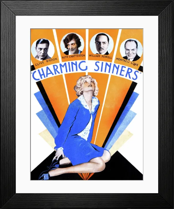 Framed Print : CHARMING SINNERS, US poster art, bottom: Mary Nolan; top from left: Clive Brook, Ruth Chatterton, William Powell, Montagu Love, 1929