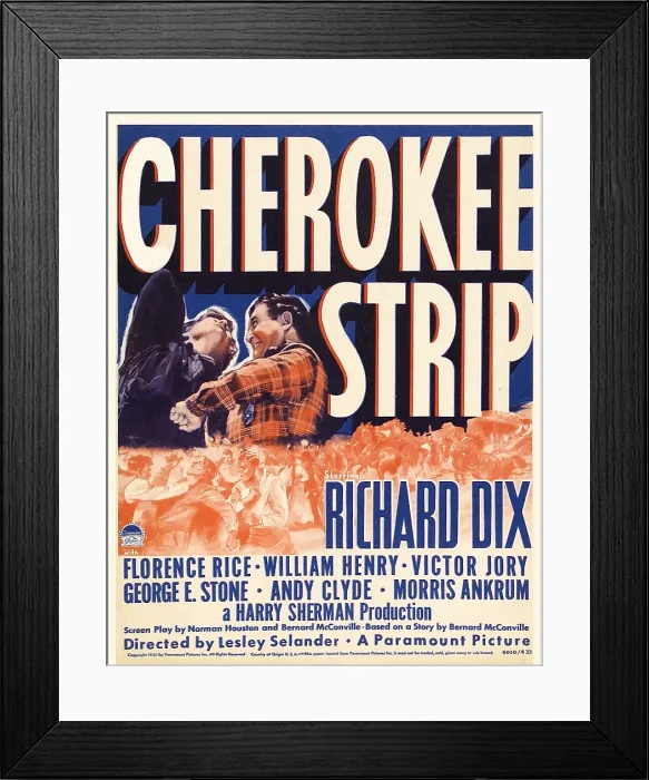 Framed Print : CHEROKEE STRIP, right: Richard Dix on window card, 1940