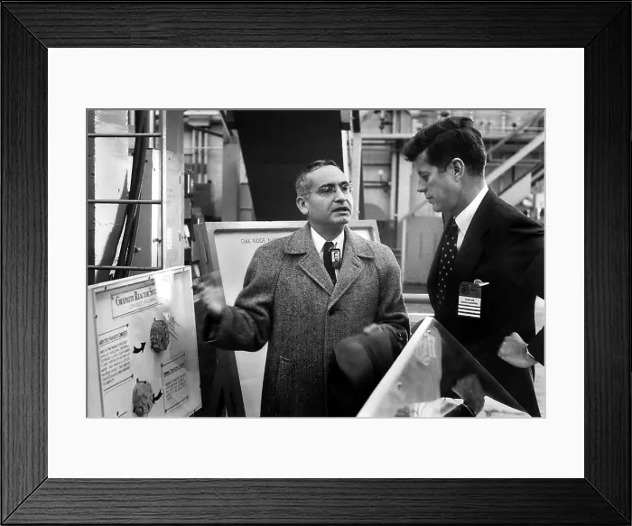 Framed Print : Dr. Alvin Weinburg and Sen. John F. Kennedy at the Graphite Reactor, Oak Ridge National Lab
