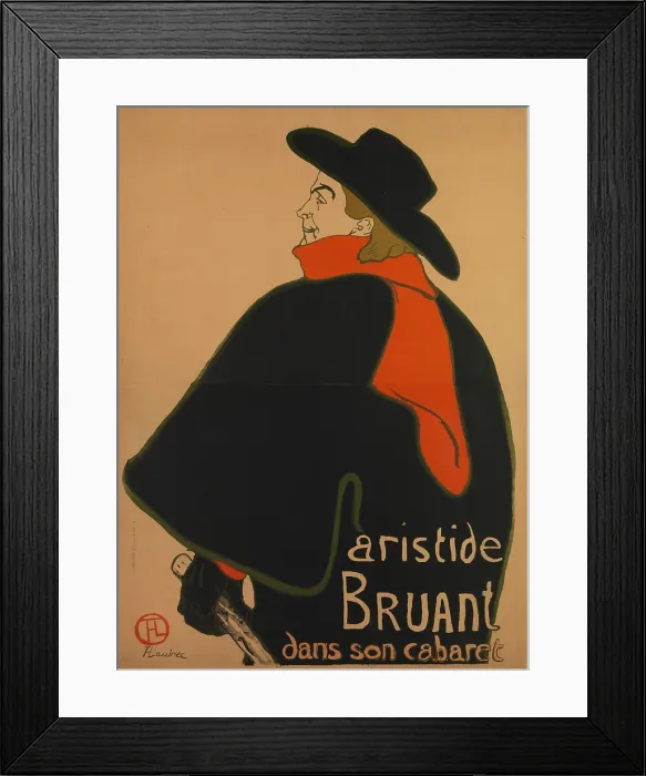 Framed Print : Aristide Bruant, at His Cabaret, by Henri de Toulouse-Lautrec, 1893, French Post-Impressionist print Framed Print : Aristide Bruant, at His Cabaret, by Henri de Toulouse-Lautrec, 1893, French Post-Impressionist print