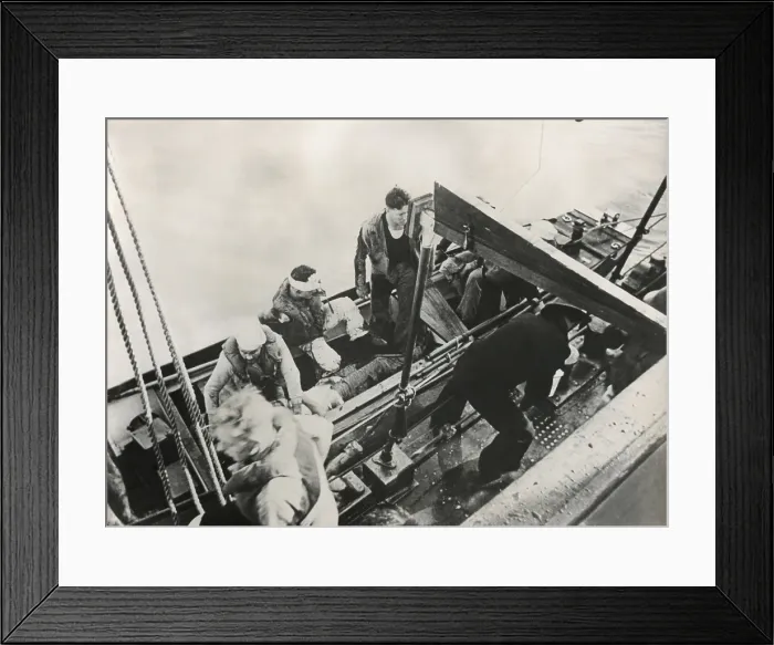 Framed Print : Wounded sailors of the gunboat USS Panay, Dec. 12, 1937. They were attacked by Japanese aircraft while anchored in the Yangtze River outside Nanjing