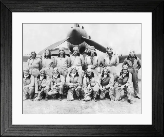 Framed Print : Pilots of the Flying Tigers, American volunteers flying and fighting in China in March 1942. L-R Front Row: C.R. Bond; G.L. Paxton; P. Wright; J.V. Newkirk; D.L. Hill; J. G Framed Print : Pilots of the Flying Tigers, American volunteers flying and fighting in China in March 1942. L-R Front Row: C.R. Bond; G.L. Paxton; P. Wright; J.V. Newkirk; D.L. Hill; J. G
