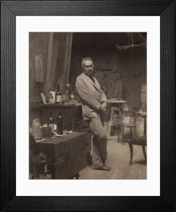 Framed Print : Thomas Eakins, American realist painter in a photographic self portrait in his studio, 1889-1894. (BSLOC_2018_4_21)