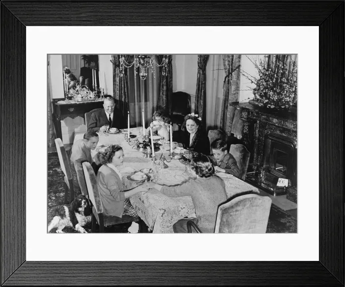 Framed Print : California Governor Earl Warren's family has dinner at the State Executive Mansion in Sacramento