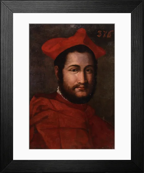 Framed Print : Portrait of the Cardinal Saint Angel, Venetian School, 16th Century, oil on canvas - Italy, Campania, Caserta, Royal Palace, Reggia of Caserta. Whole artwork view Framed Print : Portrait of the Cardinal Saint Angel, Venetian School, 16th Century, oil on canvas - Italy, Campania, Caserta, Royal Palace, Reggia of Caserta. Whole artwork view