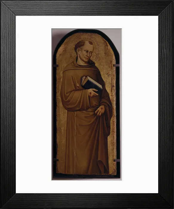 Framed Print : Saint Francis, by Master of the Madonna of the Childbirth in Venice, 1390 - 1410, 14th - 15th Century, golden board - France, Avignon, Little Palace Museum. Whole artwork view