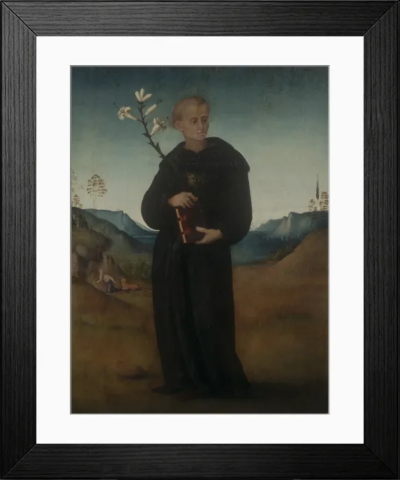 Framed Print : St. Nicholas of Tolentino, by Francesco Ubertini also known as Bachiacca, 16th Century, oil on canvas, 57 x 42 cm - Italy, Emilia Romagna, Ferrara, National Gallery