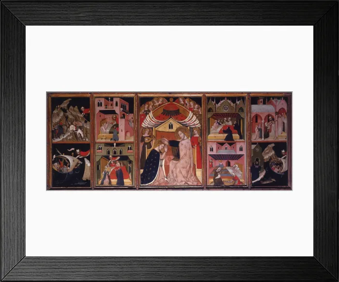 Framed Print : Coronation of the Virgin and the Stories of Saint Nicol, by Master of Padiglioni, 14th century, temper on board - Italy, Veneto, Vicenza, Dome. Whole artwork view Framed Print : Coronation of the Virgin and the Stories of Saint Nicol, by Master of Padiglioni, 14th century, temper on board - Italy, Veneto, Vicenza, Dome. Whole artwork view