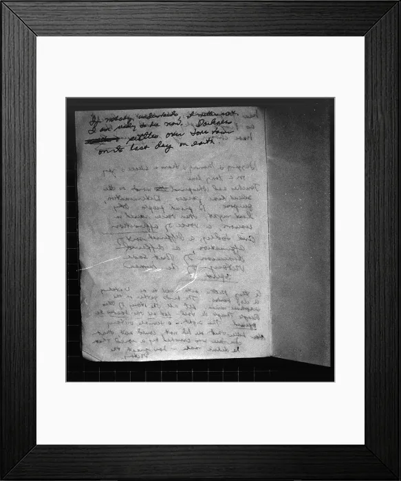 Framed Print : Suicide note, Written and signed by Annie Moore. Page 8. Moore was a register nurse and one of the leaders of the Peoples Temple in Jonestown, Guyana. Nov. 18, 1978 Framed Print : Suicide note, Written and signed by Annie Moore. Page 8. Moore was a register nurse and one of the leaders of the Peoples Temple in Jonestown, Guyana. Nov. 18, 1978