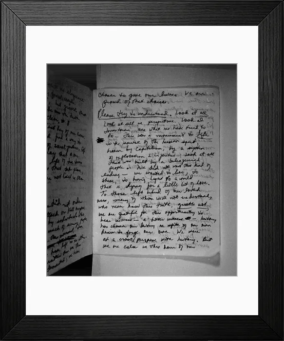 Framed Print : Suicide note, Written and signed by Annie Moore. Page 4. Moore was a register nurse and one of the leaders of the Peoples Temple in Jonestown, Guyana. Nov. 18, 1978 Framed Print : Suicide note, Written and signed by Annie Moore. Page 4. Moore was a register nurse and one of the leaders of the Peoples Temple in Jonestown, Guyana. Nov. 18, 1978