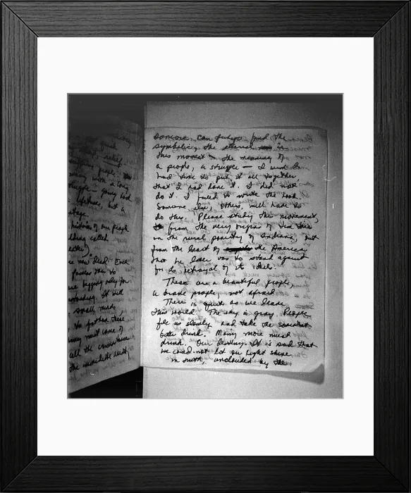 Framed Print : Suicide note, Written and signed by Annie Moore. Page 5. Moore was a register nurse and one of the leaders of the Peoples Temple in Jonestown, Guyana. Nov. 18, 1978 Framed Print : Suicide note, Written and signed by Annie Moore. Page 5. Moore was a register nurse and one of the leaders of the Peoples Temple in Jonestown, Guyana. Nov. 18, 1978