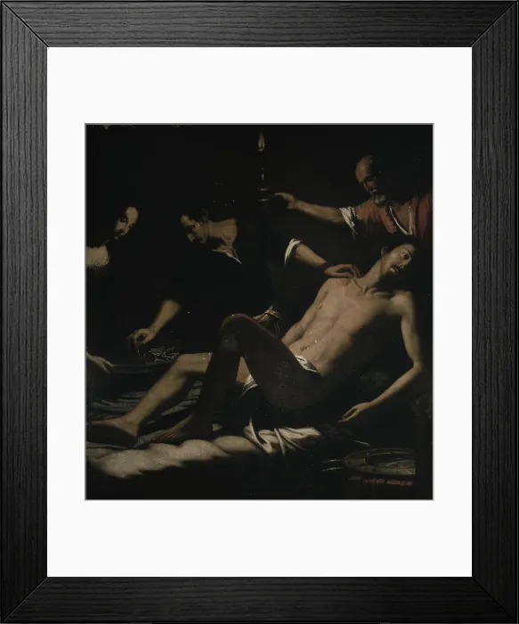Framed Print : Saint Sebastian attended by Irene, by Giovanni Francesco Guerrieri, 1600 - 1649, 17th Century, oil on canvas - Italy, Lombardy, Milan, Brera Collection. Whole artwork view Framed Print : Saint Sebastian attended by Irene, by Giovanni Francesco Guerrieri, 1600 - 1649, 17th Century, oil on canvas - Italy, Lombardy, Milan, Brera Collection. Whole artwork view