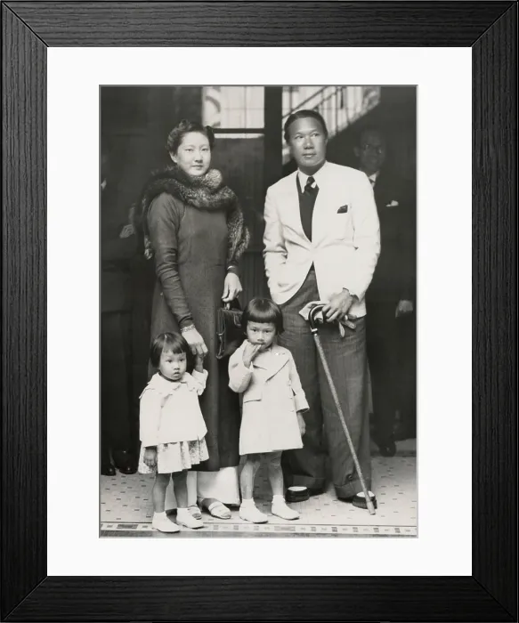 Framed Print : Bao Dai, King of Annam (now central Vietnam) with his family in Paris. June 6, 1939. His wife, Nam Phuong was educated in France