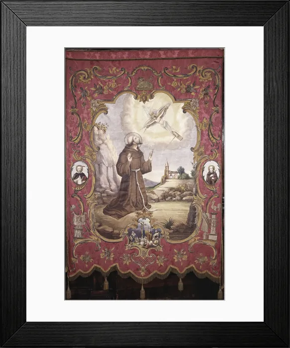 Framed Print : Processional Banner, by Unknown Artist, 1775 - 1800, 18th Century, tempera painting satin, damask, embroidered with gold and silver threads - Italy, Lombardy, Legnano