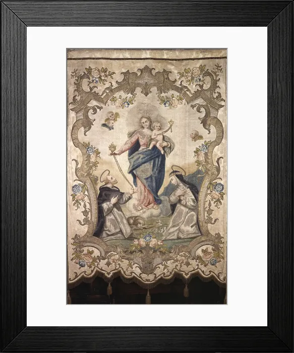 Framed Print : Processional Banner, by Unknown Artist, 1775 - 1800, 18th Century, fabric - Italy, Lombardy, Legnano, Saint Magno Cathedral. Whole artwork view. St. Rose of Lima and St Framed Print : Processional Banner, by Unknown Artist, 1775 - 1800, 18th Century, fabric - Italy, Lombardy, Legnano, Saint Magno Cathedral. Whole artwork view. St. Rose of Lima and St