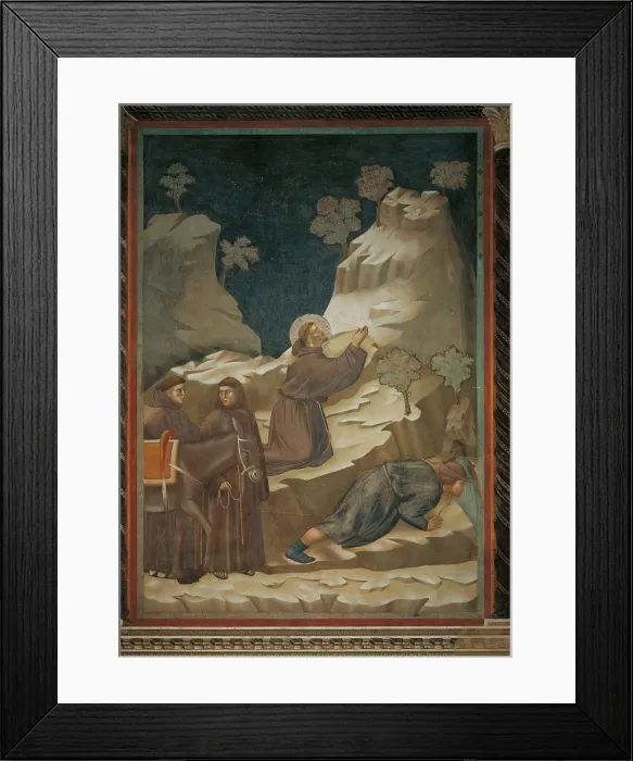 Framed Print : The Miracle of the Spring or The Miracle of the Thirsty Man, by Giotto, 1297 - 1300 about, 13th Century, fresco, cm 270 x 230 - Italy, Umbria, Perugia, Assisi Framed Print : The Miracle of the Spring or The Miracle of the Thirsty Man, by Giotto, 1297 - 1300 about, 13th Century, fresco, cm 270 x 230 - Italy, Umbria, Perugia, Assisi