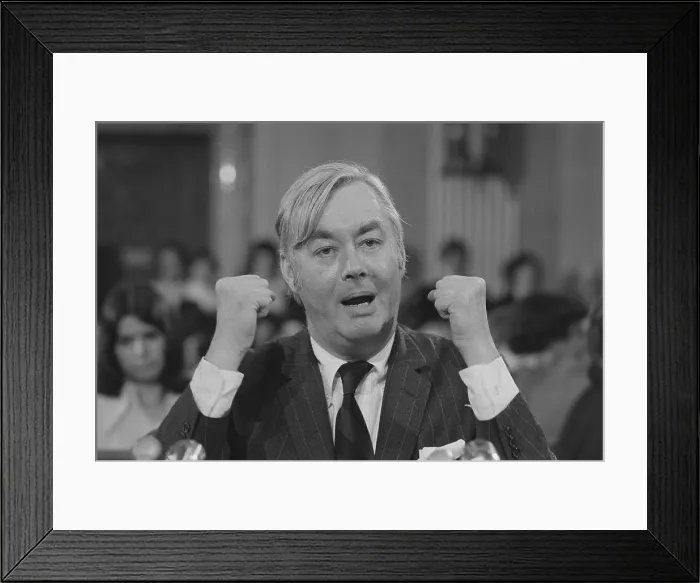 Framed Print : Democratic Senator Daniel Moynihan speaking to the Senate Committee on Foreign Relations. He had resigned as UN ambassador the previous month. March 25, 1976. - (BSLOC_2015_1_51)