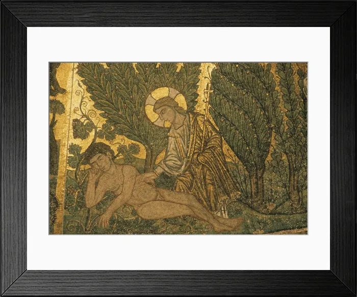 Framed Print : Dome of the Creation and Human Prehistory, by Unknown Artist, 1220 - 1240, 13th Century, mosaic - Italy, Veneto, Venice, Saint Mark's Basilica. Detail Framed Print : Dome of the Creation and Human Prehistory, by Unknown Artist, 1220 - 1240, 13th Century, mosaic - Italy, Veneto, Venice, Saint Mark's Basilica. Detail