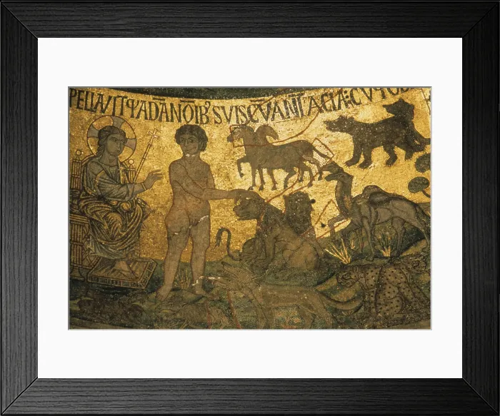 Framed Print : Dome of the Creation and Human Prehistory, by Unknown Artist, 1220 - 1240, 13th Century, mosaic - Italy, Veneto, Venice, Saint Mark's Basilica. Detail