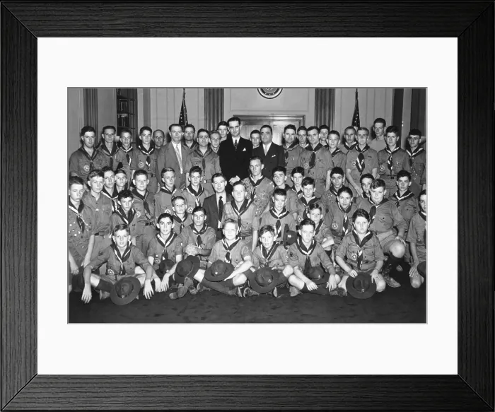 Framed Print : Congressman Lyndon Johnson and FBI Director J. Edgar Hoover with Texas Boy scouts, ca. 1937-39. - (BSLOC_2015_1_4) Framed Print : Congressman Lyndon Johnson and FBI Director J. Edgar Hoover with Texas Boy scouts, ca. 1937-39. - (BSLOC_2015_1_4)