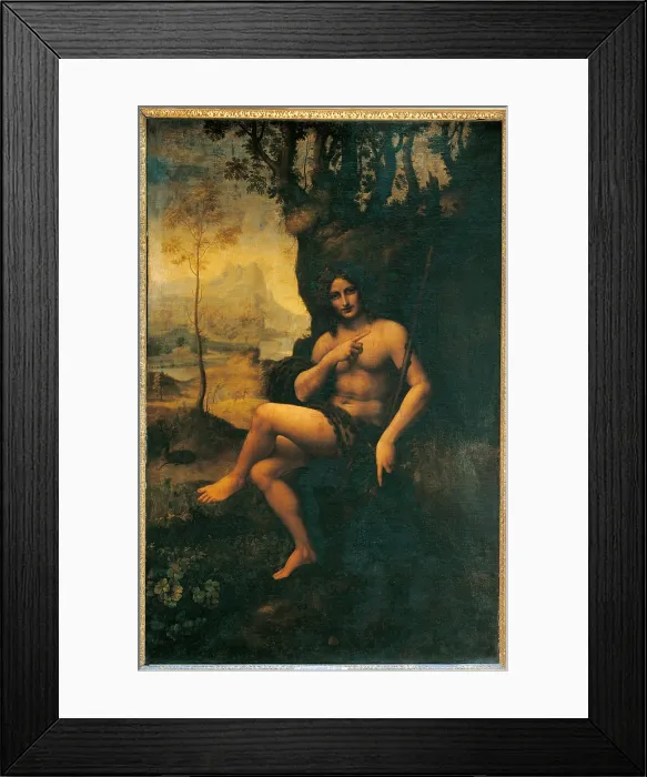Framed Print : Bacchus St John, by Leonardo da Vinci, 1510 - 1515, 16th Century, oil and tempera on panel transferred to canvas, cm 177 x 115 - France, Ile de France, Paris, Muse du Louvre. All
