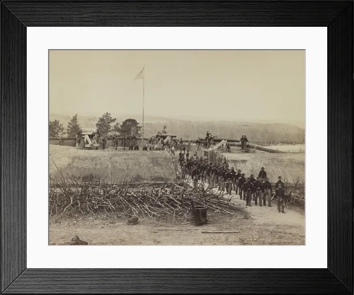 Framed Print : Fort Tottens garrison posing for a photograph, c. 1861-1865, during the US Civil War Framed Print : Fort Tottens garrison posing for a photograph, c. 1861-1865, during the US Civil War
