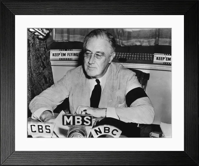Framed Print : Franklin Roosevelt in Fireside Chat about German attacks on U.S. ships. Sept. 11, 1941. He asserted the U.S. would maintain freedom of the seas
