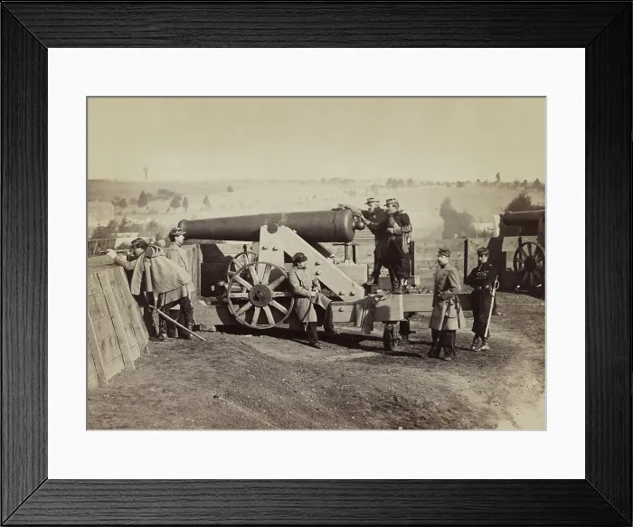 Framed Print : Officiers at a cannon position at Fort Gaines, Tenleytown, one of 68 forts and batteries guarding Washington, DC