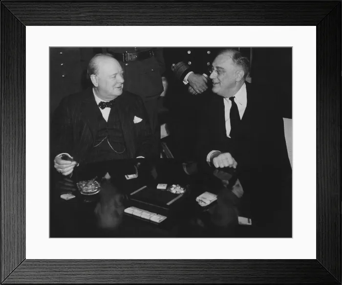 Framed Print : Franklin Roosevelt and Winston Churchill at Casablanca Conference. Jan. 12-23, 1943 Framed Print : Franklin Roosevelt and Winston Churchill at Casablanca Conference. Jan. 12-23, 1943