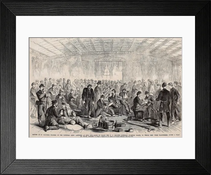 Framed Print : Fifty-seven wounded Union soldiers captured at First Bull Run, were exchanged on Oct, 7, 1861