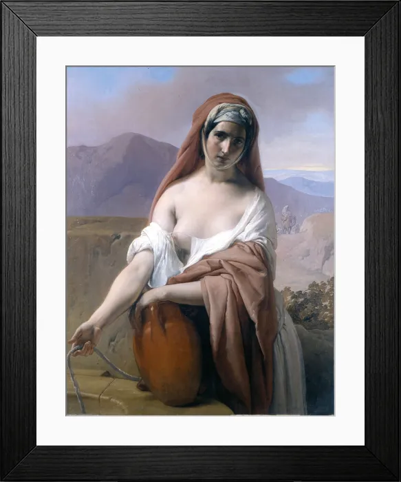 Framed Print : Rebecca at the Well, by Francesco Hayez, 1848, 19th Century, oil on canvas, cm 110 x 84 - Italy, Lombardy, Milan, Brera Art Gallery. All