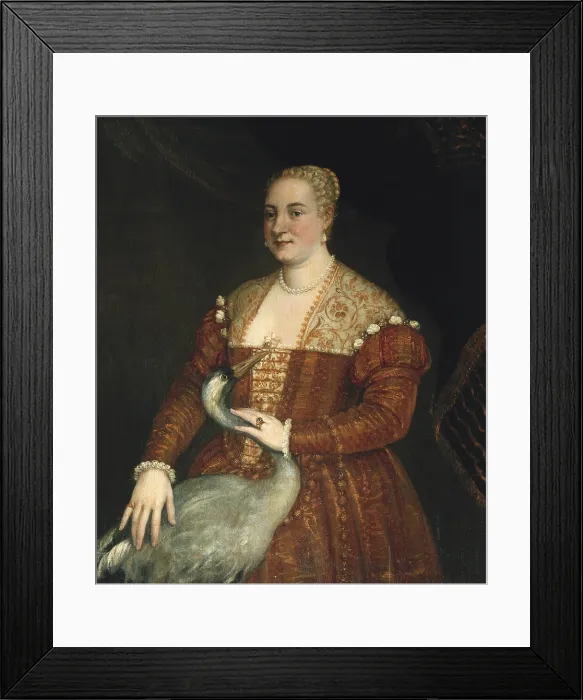 Framed Print : VERONESE, Paolo Caliari, called Paolo (1528-1588). Portrait of a Lady with a heron. 1560s. Renaissance art. Cinquecento. Venetian school. Oil on canvas. AUSTRIA. Vienna