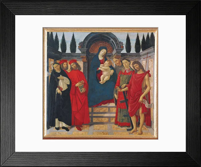 Framed Print : Madonna with Saints (Altarpiece of Trebbio), by Sandro Filipepi Known as Botticelli, 1480 - 1485 about, 15th Century, panel, cm 177 x 205 - Italy, Tuscany, Florence