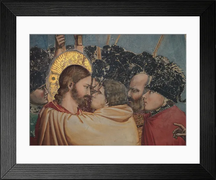 Framed Print : Stories of the Passion The Kiss of Judas, by Giotto, 1303 - 1306 about, 14th Century, fresco, cm 200 x 185 - Italy, Veneto, Padua, Scrovegni Chapel Framed Print : Stories of the Passion The Kiss of Judas, by Giotto, 1303 - 1306 about, 14th Century, fresco, cm 200 x 185 - Italy, Veneto, Padua, Scrovegni Chapel